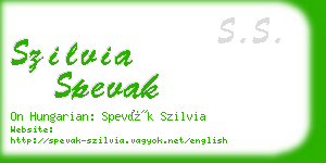 szilvia spevak business card